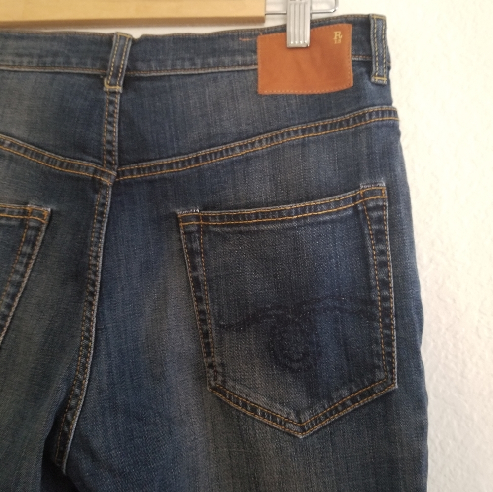 R13 Mid Rise Tapered Leg Jeans Size 28 Mid Wash Blue - Picture 5 of 13